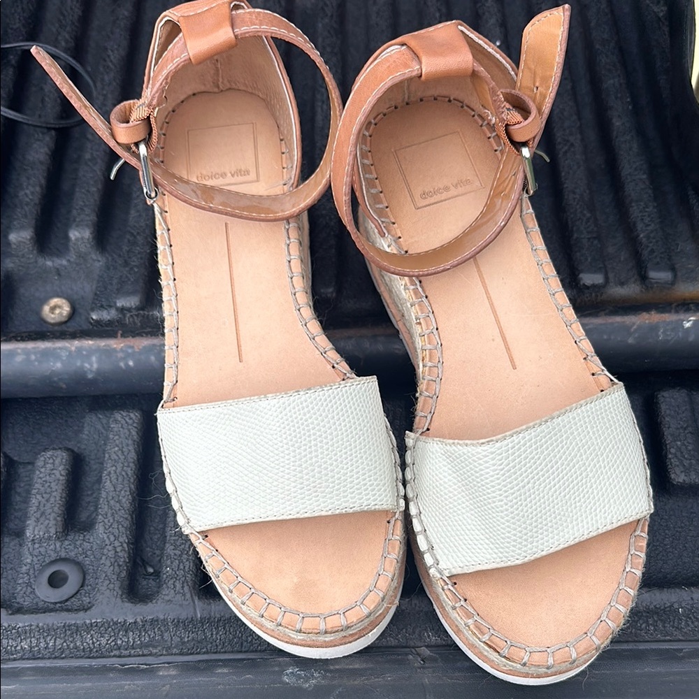 Dolce Vita Tan and Cream Sandals with Platform Sole